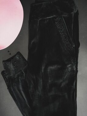 Black Velvet Embellished Women's Joggers